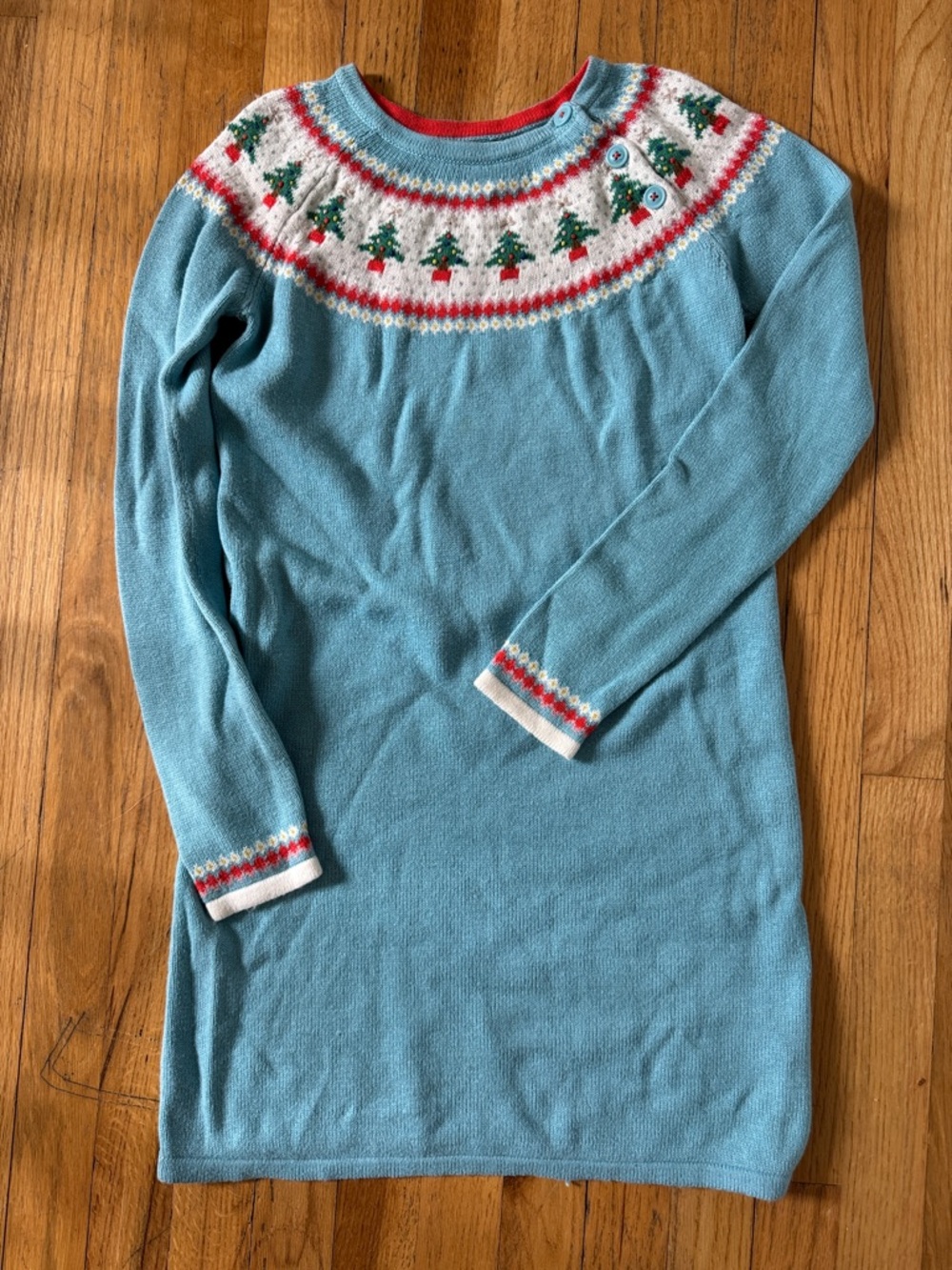Mini boden Blue Holiday Christmas fair isle Yoke Knit Sweater dress jumper 10 11